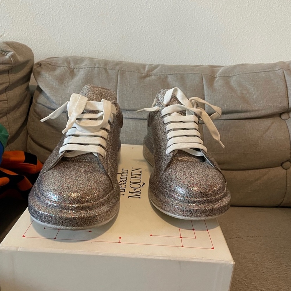 Alexander McQueen shoes sparkle silver sz 11